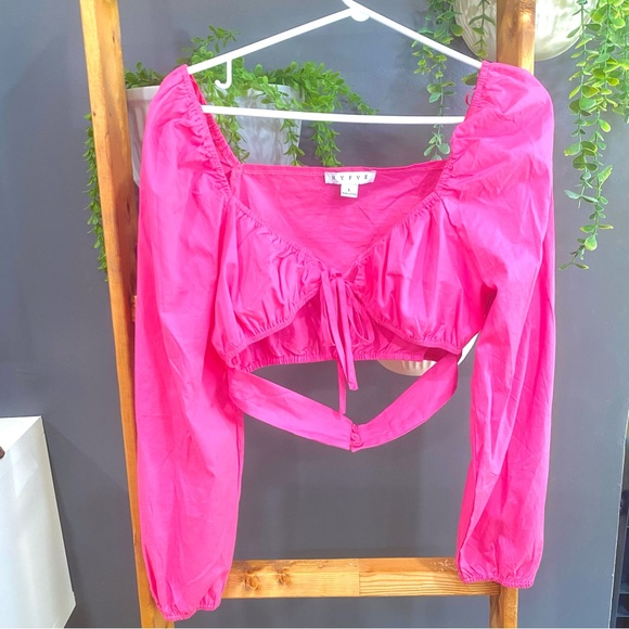 HYFVE Pink Long Sleeve Cropped Blouse - Picture 2 of 5